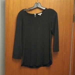 Dressbarn Black Top with Zipper Detail on Back Size Small